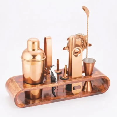 10 Pcs Bar Tool Set, PVD Rose Gold/Gold, Cocktail Shaker Set for Home Bars, Mixology, Parties, and Gifts