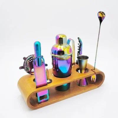 10 Pcs Rainbow Bar Tool Set, Cocktail Shaker Set for Home Bars, Mixology, Parties, and Gifts