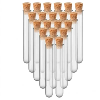 VVS 15x125mm Glass Test Tube Wooden Cork Set of 20 Lab Tools