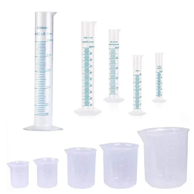 VVS Plastic Measuring Cylinder & Beaker Combo Pack of 10 Lab Tools