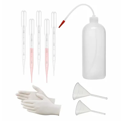 VVS 500ml Plastic Wash Bottle Dropper Funnel Gloves Kit Lab Tools