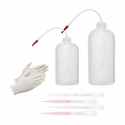 VVS 250ml 500ml Wash Bottle Dropper Gloves Kit Pack of 6 Lab Tools