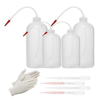 VVS Polypropylene Wash Bottle 250ml 2pcs 500ml 2pcs Flexible Tube Dropper Gloves For Lab Liquid Dispensing