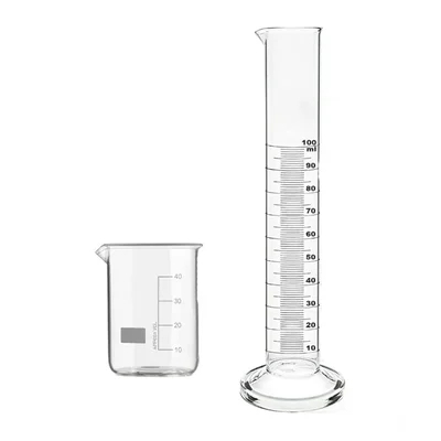 VVS Borosilicate 3.3 Glass Scientific Beaker 50ml Cylinder 100ml Round Base For Lab Testing