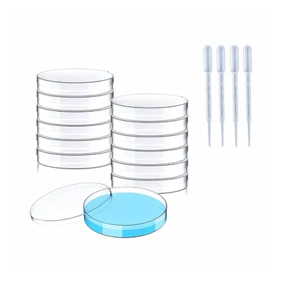 VVS Polypropylene 50mm Petri Dish 10Pcs Dropper 3ml 4Pcs Pack Of 14 For Bacteria Cultivation Lab