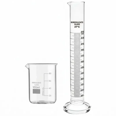 VVS Borosilicate 3.3 Glass Scientific Beaker 100ml Cylinder 250ml Round Base For Lab Testing