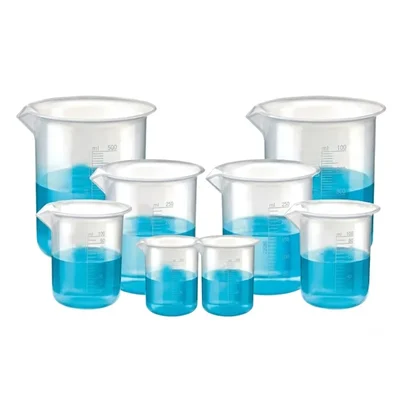 VVS Polypropylene Plastic Beaker 50ml 100ml 250ml 500ml 2pcs Each Set of 8 For Lab Mixing