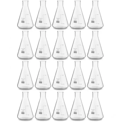 VVS Borosilicate Glass 50ml Conical Flask Narrow Mouth Pack of 20 For Chemistry Lab