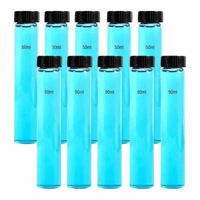 VVS 50ml 10pcs Clear Glass Vials Culture Tube PE Stopper Leak-Proof Storage Containers Lab