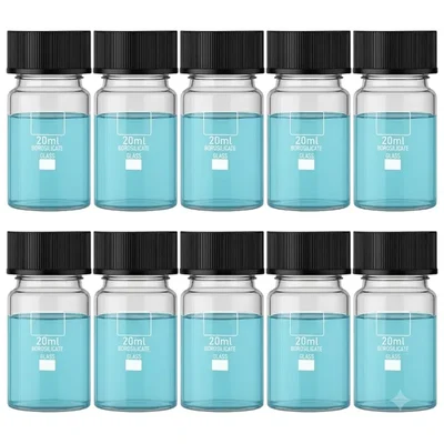VVS Borosilicate 20ml 10pcs Transparent Glass Vials Flat Bottom Lids High-Pressure Resistant Lab