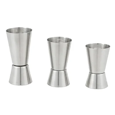 International Stainless Steel Jigger Set (20x40ml / 25x50ml / 30x60ml), Dual-Sided Double Cocktail Measuring Cups