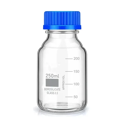 VVS Glass Reagent Bottle 250ml Leak Proof Blue Screw Cap Pack of 1 Wide Mouth Chemistry Lab
