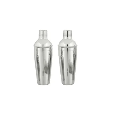 650ml Regular SS Cocktail Shaker (Pack of 2), CSDS75 Stainless Steel Drink Mixer Set for Home Bars, Parties & Mixology