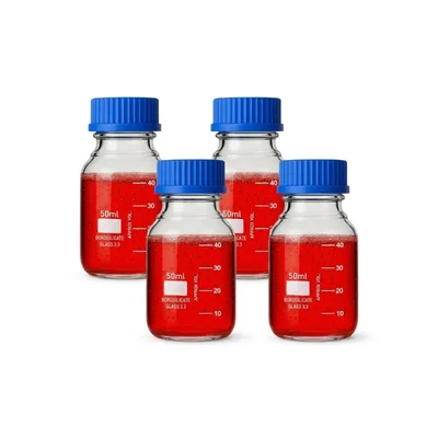 VVS 50ml 3.3 Borosilicate Pack of 4 Blue Screw Cap Wide Mouth Chemical Reagent Bottle