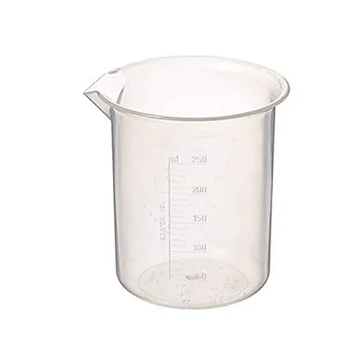 Akivin 250ml Plastic Lab Beaker Pack of 12 Graduated Clear Labware
