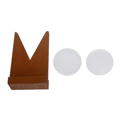 Akivin 3 Inch 75mm Optical Glass Concave & Convex Lens Wooden Stand (Brown, Big)