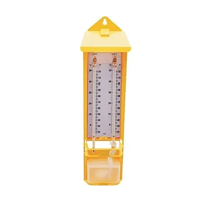Akivin Freestanding Yellow Wet Bulb Dry Bulb Psychrometer Hygrometer for Lab Climate Humidity Monitoring