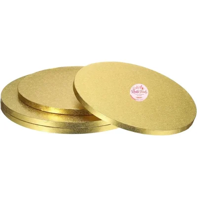 Rinkle Trendz Set of 4 Round Golden 10 Inch x 12mm Cake Base Board for Cake Decorating and Base Support