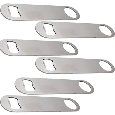 7 Inch Stainless Steel Flat Bottle Opener Pack of 12 for Bartenders, Kitchens, and Parties