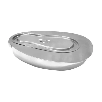 Conxport SS Female Seamless Bedpan With Lid Autoclavable Lab Specimen