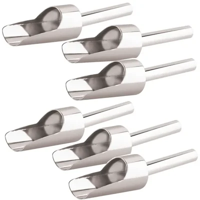 Pack of 6, 9.5 inch Stainless Steel Ice Cube Scoop for Commercial Kitchen & Bar