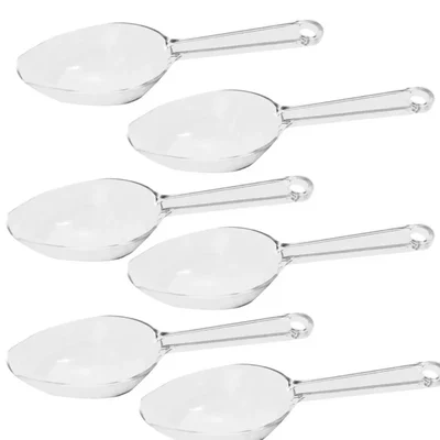 Pack of 6, 12 cm Plastic Clear Scoop 12 OZ, Heavy Duty Multi-Purpose Utility Scoops for Bar, Kitchen