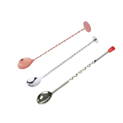Combo of 10.5 inch Copper Bar Spoon, 10.5 inch & 11.25 SS Bar Spoon, Commercial Bar Stirring Tool