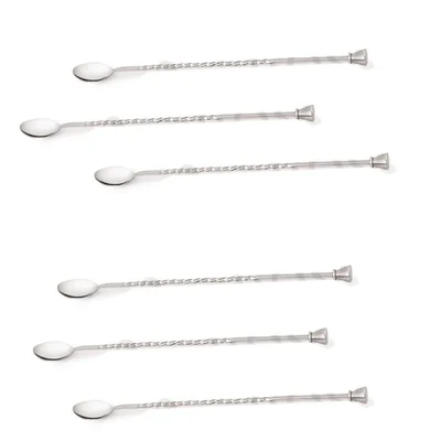 Pack of 6, 12.37 inch Heavy Stud Bar Spoon, Commercial Heavy Duty Stainless Steel Cocktail Stirring Tool