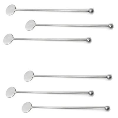 Pack of 6, 4 inch SST12 Round Stirrerr, Stainless Steel Cocktail Stirring Tool