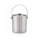 1000ml Ribbed Double Wall Stainless Steel Ice Bucket, Insulated Barware Chiller with Lid