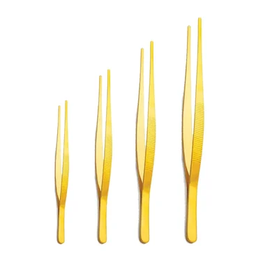 Combo of 6,8,10,12 Inch Stainless Steel Straight Garnish Tweezers for Plating and Culinary Decoration