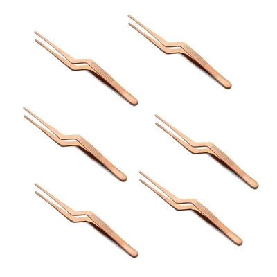 10-Inch Stainless Steel Z Shape Garnish Tweezers, Precision Tip Set of 6 for Plating and Culinary Decoration