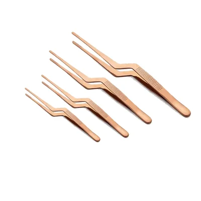 Combo of 6, 8, 10 & 12 Inch Stainless Steel Z Shape Garnish Tweezers for Plating and Culinary Decoration
