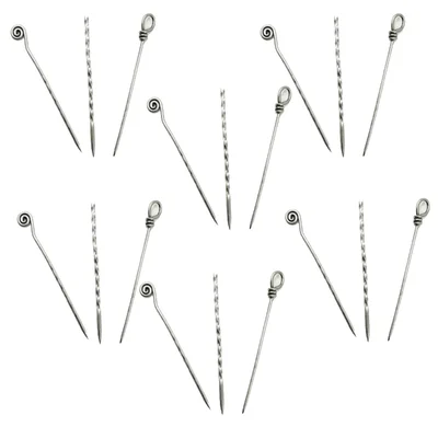 6 Pack of Set of 3 Stainless Steel Fruit Picks for Appetizers and Cocktails