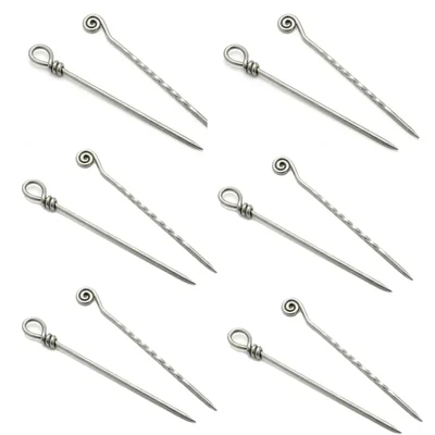 6 Pack of Set of 2 Stainless Steel Fruit Picks for Appetizers and Cocktails