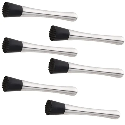 9-Inch Stainless Steel Bar Muddler Pack of 6 for Cocktails and Mocktails