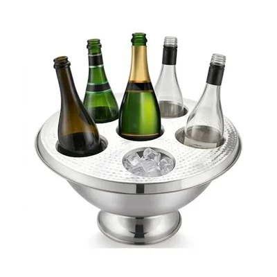 13.5x6x8 Inch Stainless Steel Champagne Bottle Tub, Oval Ice Bucket for Wine and Party Drinks