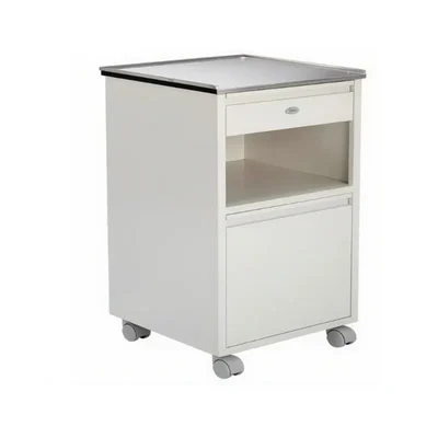 Conxport Hospital Bedside Table White SS 2 Drawer Locker