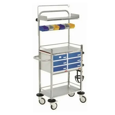 Conxport Stainless Steel Hospital Medication Cart 6 Locking Drawers