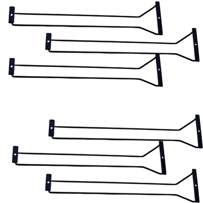 9.8 inch Black Powder Coated Wired Glass Hanger, Pack of 6, Stainless Steel, Under Cabinet Stemware Rack for Bar