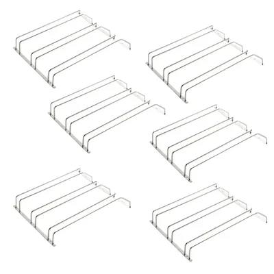 3 Slot Wired Glass SS Hanger 15.7 inch, Pack of 6, Under Cabinet Stemware Rack for Bar