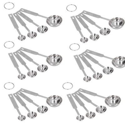 Stainless Steel 4 Size Measuring Spoon Set with Thin Strip Handle Pack of 6 for Baking Cooking Portion Control