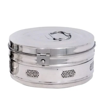 ConXport Autoclavable 11x5 Inch Stainless Steel Dressing Drum Low-Profile Medical Sterilizer
