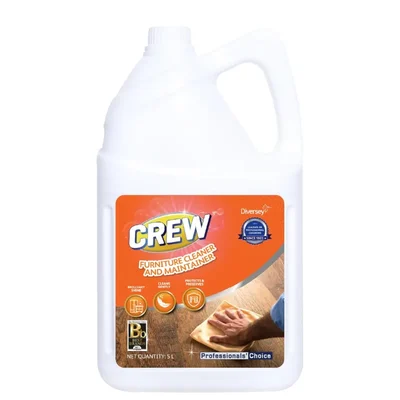 Diversey Crew 5L Wooden Furniture Cleaner Maintainer Protects Extends Life Shine Polish Spray Liquid Care Refill 5000ml