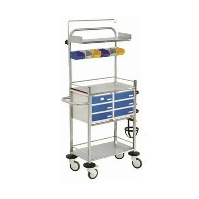 ConXport Stainless Steel 6 Drawer Crash Cart Trolley Emergency Storage