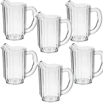 Pack of 6 Polycarbonate Clear Pitcher 1.9 Litre, Shatterproof Beverage Water Jug