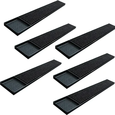 Pack of 6 Rubber Bar Mat 3x24 Inch, Service Spill Matt for Pub Kitchen Counter