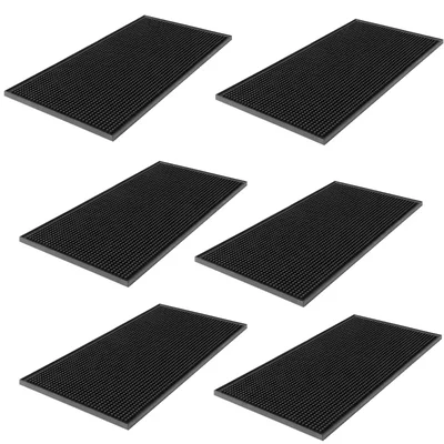 Pack of 6 Rubber Bar Mat 12x18 Inch, Service Spill Matt for Pub Kitchen Counter