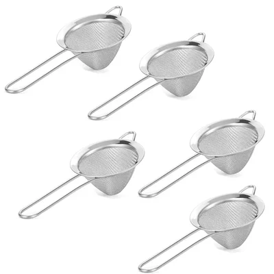 Pack of 6 Stainless Steel Conical Bar Strainer with Wired Handle
