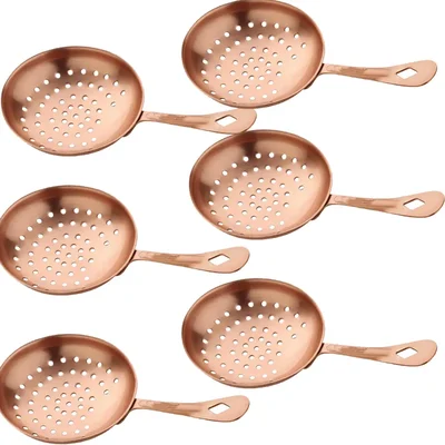 Pack of 6 Stainless Steel Julep Strainer 16x8 Inch, Copper Color for Bar Kitchen